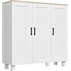 HOMCOM Credenza Cucina in Legno, Mobile Cucina a 3 Ante, Ripiani Regolabili, Stile Scandinavo, Credenza Buffet per Soggiorno, Salotto, Sala da Pranzo, 90x30x90cm, Bianco