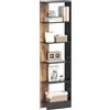 HOMCOM Mobiletto Scaffale Stretto a 5 Ripiani, Scaffale Portaoggetti Salvaspazio Moderno in Legno, Libreria per Bagno, Soggiorno, Camera da Letto, Studio e Ufficio, 45x21x170 cm, Marrone Rustico
