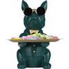 Vassoio Bulldog Francese Verde Statua-Con Vassoio in Acciaio Inossidabile, Caram