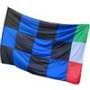 bandiera nero azzurro inter, poliestere 2x3,2m a scacchi cucito asta omaggio