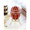 KEREN KOPAL Scatola portagioie Keren Kopal Red Royal Egg fatta a mano decorata e cristall...