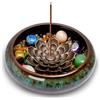 Lermende Bruciatore Incenso in Ceramica: Porta incenso con design loto rimovibile con Bruciatore per Incenso con Pietre dei Chakra e Coperchio in Metallo, Bruciatore per Incenso per La Meditazione.
