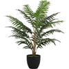 HOMCOM Pianta Artificiale di Felce con 20 Foglie in PEVA, Pianta Finta con Rami Piegabili, Vaso Nero in PP Riempito in Cemento, Decorazione per Soggiorno, Ingresso, Patio, 120x90x90 cm, Verde