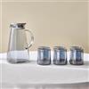 Karaca Serene - Set di 7 bicchieri trasparenti con caraffa e bicchiere, eleganti bicchieri in vetro per la casa e l'intrattenimento, colore: antracite