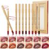 LOPHE Matita Labbra, 8 colori Set di Lip Liner, Penna per Labbra Impermeabile, Cremosa e Liscia, Non Sbava, A Lunga Tenuta, per Contornare le Labbra, Fusto della Penna Oro