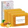 LOPHE Sapone Alla Curcuma, 3 Pezzi Soap con Acido, Soap con Acido Cogico, Saponetta Detergente Solida Scrub Donna e Uomo, per Peeling Naturale e Tono Pelle Uniforme, 100g