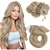 Moresoo Extension Microring Capelli Veri #P16/22 Remy 40cm 50g 50 Ciocche | Qualità Selezionata, Filamenti Morbidi, Look Professionale, Fissaggio Sicuro, Fluidità, Tocco Velluto, Fascino