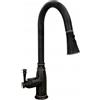 Rea DECO OLD BLACK RUBINETTO CUCINA ALTO Miscelatore lavello cucina in ottone Miscelatore monocomando caldo e freddo regolabile girevole a 360° (Nero opaco)