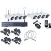 ✅KIT VIDEOSORVEGLIANZA WIRELESS 2 MP FULL HD WiFi 8 TELECAMERE NVR LAN REMOTO✅