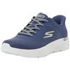 Skechers Go Walk Flex Carla Sneaker Donna, Tessuto Blu con Finiture Verdi, 40 EU