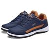 MEIION Tristan - Scarpe ortopediche da uomo traspiranti in pelle PU - Scarpe antiscivolo per il tempo libero e lo sport, comode scarpe da corsa con assorbimento degli urti in nero, bianco e blu, Blu,