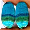 Gemstonedesire COPPIA CRISOCOLLA DI MALACHITE NATURALE 37,20 CT 14x28x4 mm forma ovale pietr...