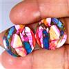 Gemstonedesire Coppia di gemme tonde 20x20x3 mm trattate con ostriche spinose 22,50 Cts