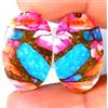 Gemstonedesire 20,40 ct. Coppia cabochon ovale turchese rame ostrica spinosa 14x22x3 mm gemm...