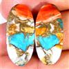 Gemstonedesire Coppia di ostriche turchesi spinose in rame trattato 22,60 ct. cabina ovale 1...