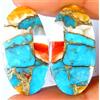 Gemstonedesire Coppia di ostriche turchesi spinose in rame trattato 22,15 ct. cabina ovale 1...