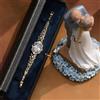 Braccialetto Dorato Arte Deco Strass Cz Rettangolo Bianco Matrimonio Epoca 1920