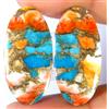 Gemstonedesire Coppia di ostriche turchesi spinose in rame trattato 22,30 ct. cabina ovale 1...