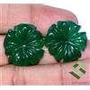SBI Gems 30.81 Cts Verde Naturale Onice Fiore Forma Intagliato Paio 22x22 MM Non Trattato