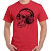 Teschio Cuffie T-Shirt Uomo Musica Elettrico Acustiche Rock Drum Batterista Top
