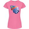 Gildan Arricciato Dr Congo Bandiera Congolese Giorno Calcio Donna Minuta Taglio T-Shirt
