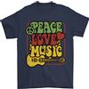 Gildan Pace Amore Musica Chitarra Hippy Fiore Potere Maglietta Uomo 100% Cotone