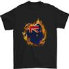 Gil dan The Bandiera Of New Zelanda Fuoco Effetto Kiwi T-Shirt 100% Cotone