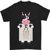 Gil dan Un Mucca che Tiene Un Snellen Occhio Chart Occhiali T-Shirt 100% Cotone