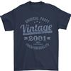 Gildan T-Shirt Vintage Anno 25° Compleanno 2001 Uomini 100% Cotone Blu Navy