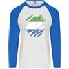 Fruit of the Loom Torn Sierra Leone Bandiera Leonian Giorno Calcio Uomo L/S Baseball T-Shirt