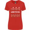 Gildan T-Shirt Hippy Donna A Manica Larga Natale Amore Per Tutti Pace Xmas
