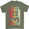 Gil dan T-Shirt Da Uomo Per Il 22° Compleanno 22 Anni Livello Up Gaming 100% Cotone