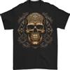 Gildan T-Shirt In Cotone 100% Con Teschio Dorato In Rilievo Per Uomo