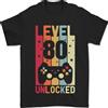 Gil dan 80th Compleanno 80 Anno Vecchio Livello Up Gioco T-Shirt 100% IN Cotone