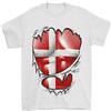 Gil dan T-Shirt Da Uomo Con Bandiera Danese E Muscoli Strappati 100% Cotone