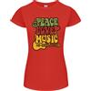 Gildan Pace Amore Musica Chitarra Hippy Fiore Potere T-Shirt Donna Taglio Petite
