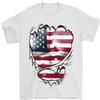 Gil dan Maglietta Strappata Da Uomo Con Bandiera Americana Stars & Stripes 100% Cotone
