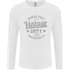 Gildan T-Shirt Bianco Vintage Anno 55 Compleanno 1971 Uomo Maniche Lunghe