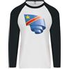 Fruit of the Loom Arricciato Dr Congo Bandiera Congolese Giorno Calcio Uomo L/S Baseball T-Shirt