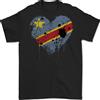 Gildan Love Dr Congo Bandiera Congolese Giorno Calcio T-Shirt 100% IN Cotone