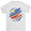 Gil dan Torn Dr Congo Bandiera Congolese Giorno Calcio T-Shirt 100% Cotone