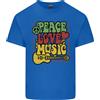 Gildan Pace Amore Musica Chitarra Hippy Fiore Potere T-Shirt In Cotone Leggero Da Uomo