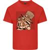Gildan T-Shirt In Cotone Leggero Con Teschio Steampunk E Moustache Per Uomini