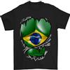 Gil dan T-Shirt Uomo 100% Cotone Muscoli Strappati Bandiera Brasiliana