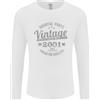 Gildan T-Shirt Bianco Vintage Anno 25° Compleanno 2001 Uomo Manica Lunga