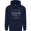 Big On Birthdays Felpa Navy Blu Anni '80 In Cotone 80% Vintage 45° Compleanno 1981