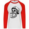 Fruit of the Loom Old Sailor Skull Capitano Di Vela Maglietta Baseball A Maniche Lunghe Uomo