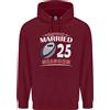 lovetshirts 25 Anno Matrimonio Anniversario 25th Rugby Uomo 80% Cotone Felpa con Cappuccio
