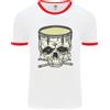 Fruit of the Loom Maglietta Ringer Da Uomo Skull Snare Drum Drummer Drumming
