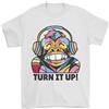 Gildan Giro IN Sù Scimmia Dj Cuffie Musica T-Shirt 100% Cotone